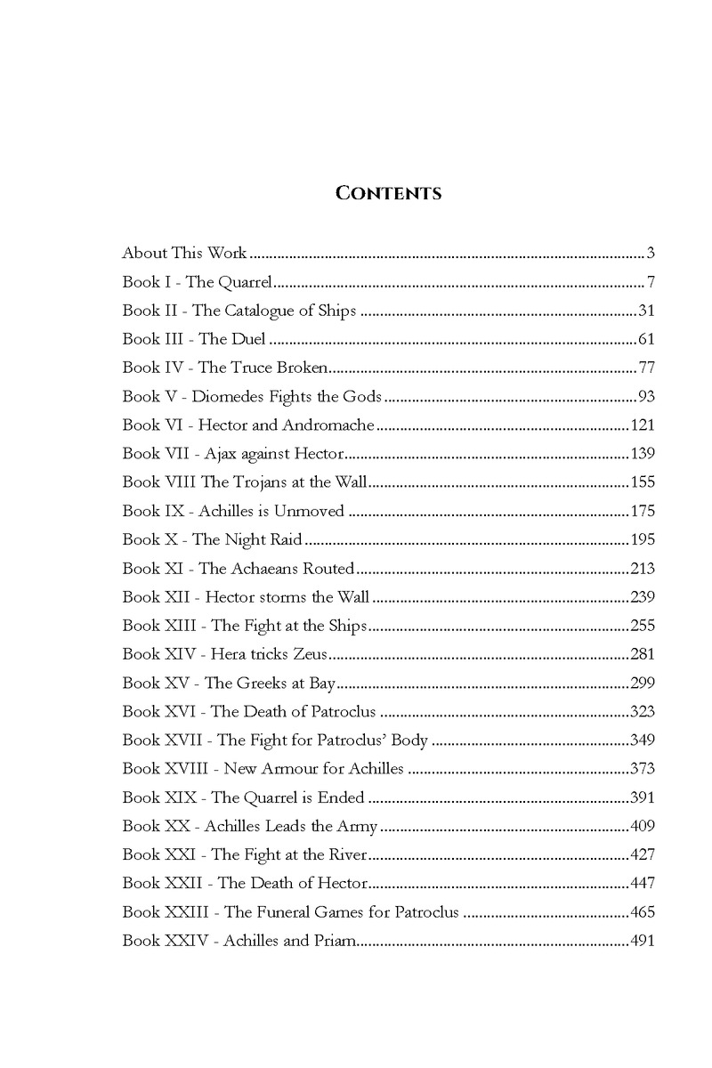 The Iliad - Table of Contents 1